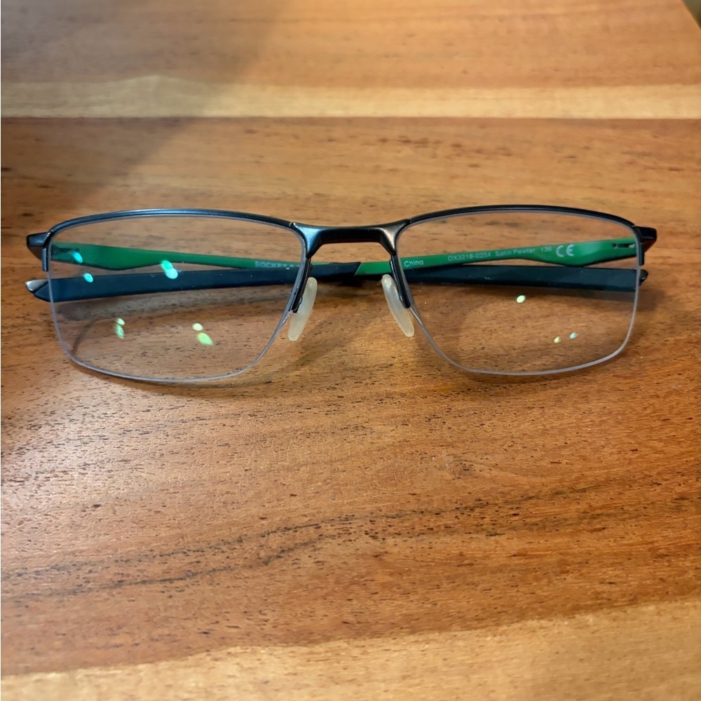Oakley Socket 5.5 Eyeglass Frames Gray Frame and Green Satin Pewter EUC $227